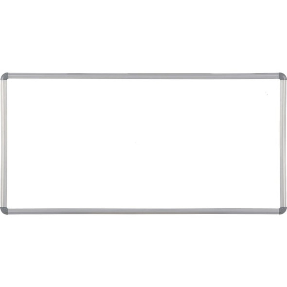 Mooreco Dry Erase Board, Steel, 48 in, 96 in, Aluminum Frame, White, Gloss 219PH