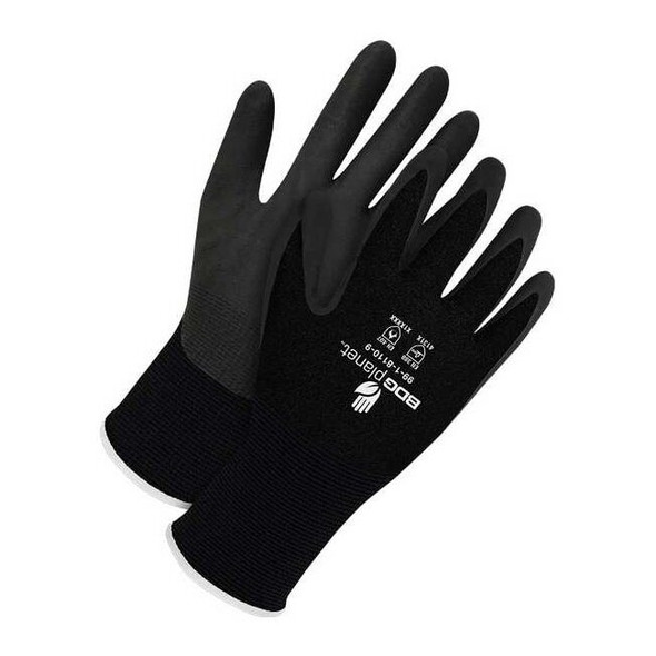 Bdg Coated Gloves, NBR, Textured, Palm, Black, 2XL (11) 1 PR 99-1-8110-11