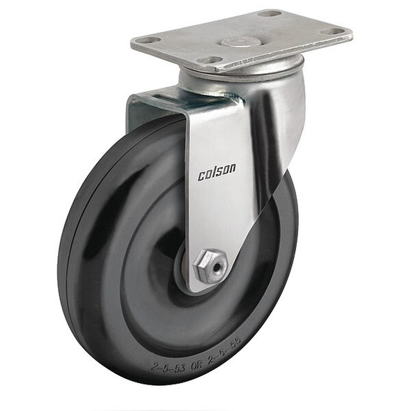 Colson Plate Caster,Swivel,Polyolefin,4 11/16"H 2.03456.544 Colson Plate Caster,Swivel,Polyolefin,4 11/16"H 2.03456.544