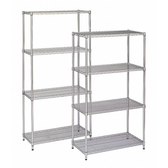 Wire Shelving Unit, 24"D x 48"W x 63"H, 4 Shelves, Chrome  1PGF5