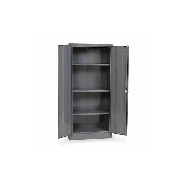 Stationary Storage Cabinet, 24 Gauge Steel, 66 in H x 30 in W x 15 in D, Gray