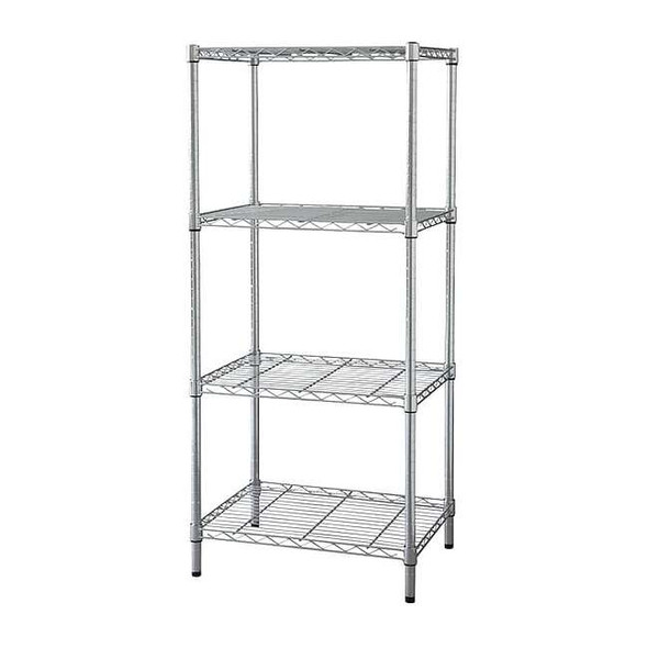 Wire Shelving Unit, 24"D x 72"W x 74"H, 4 Shelves, Chrome