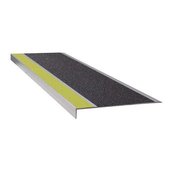 Stair Tread Cover Extruded Aluminum Black/Yellow, 48 in W x 5/32 in Thick