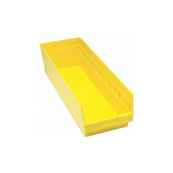 Shelf Storage Bin, Polypropylene, Yellow, 8 in H, 8 3/8 in W, 23 5/8 in L