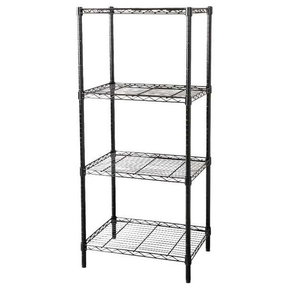 Wire Shelving Unit, 18"D x 60"W x 74"H, 4 Shelves, Black