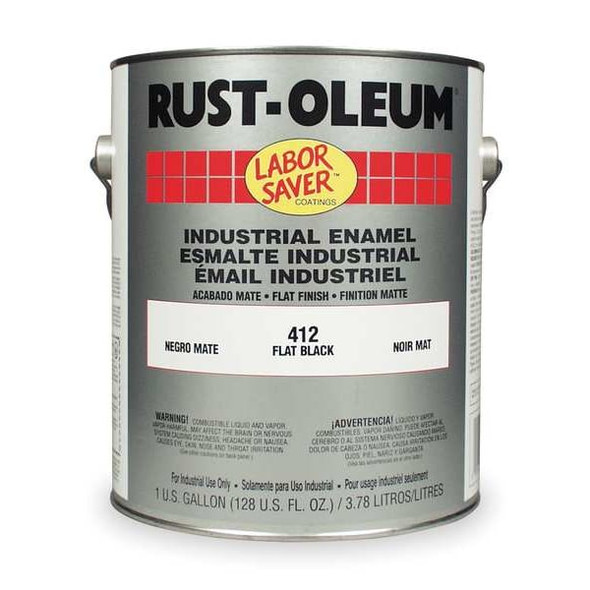 Rust-Oleum Interior/Exterior Paint, Flat, Oil Base, Black, 1 gal 412402
