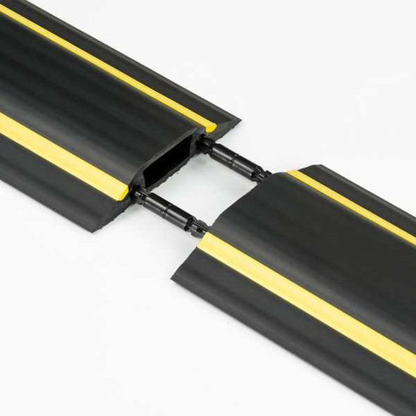 D-Line Cable Protector, 9/16 in H, 30 ft L, 3-1/4 in W, 1 Channel, Black, Yellow US/FC83H/9M