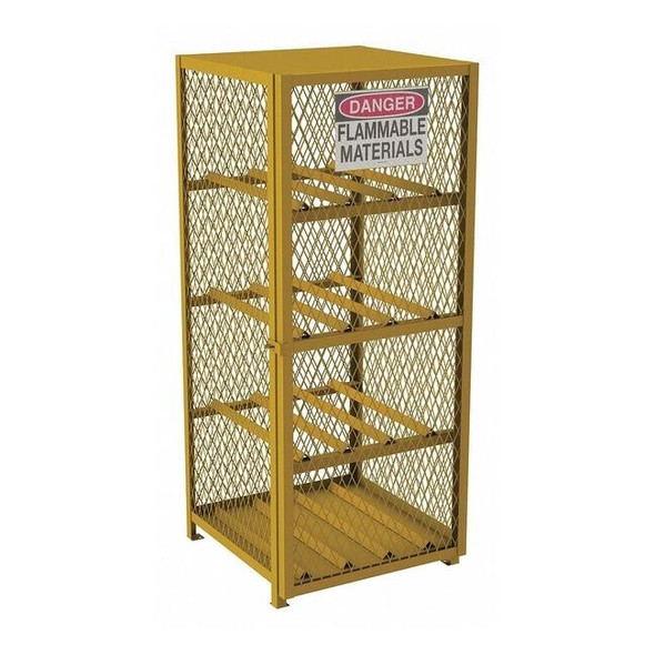 Condor Cylinder Storage Cabinet, Yellow, Steel 491M90