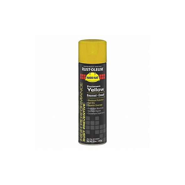 Rust Preventative Spray Paint, Equipment Yellow, Gloss, Solvent, 15 oz