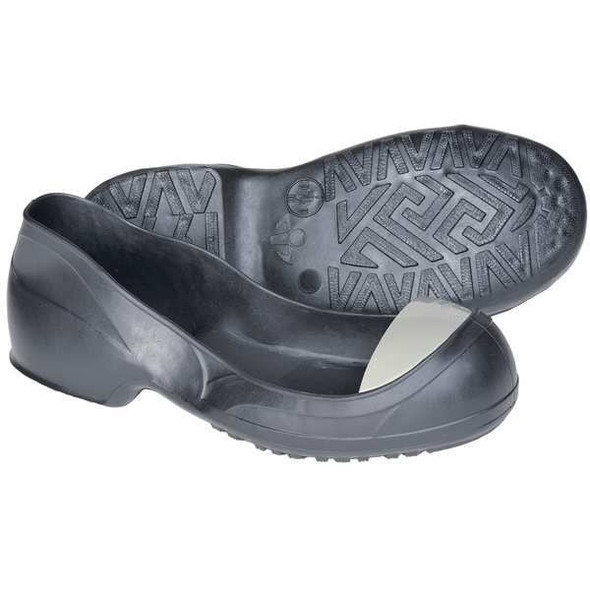 Impacto Overshoes, Steel Toe, PVC, 3 in Height, Pull On Closure, Chevron Sole, Black, Gray, XS TTXS