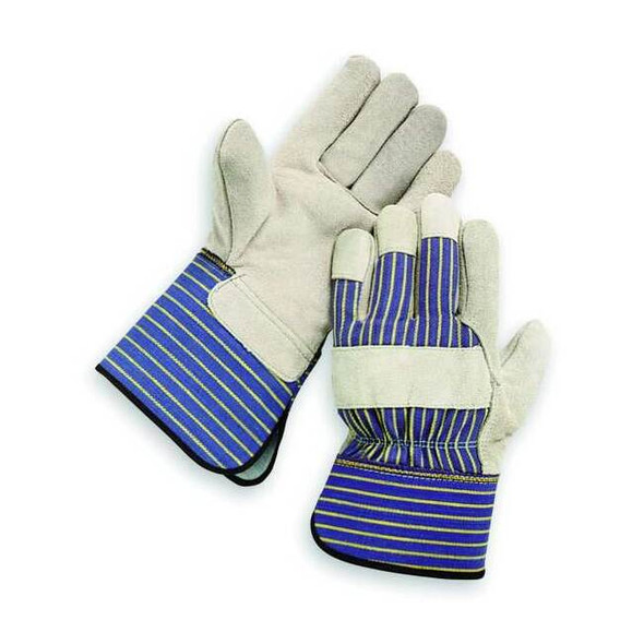 Leather Gloves, Cowhide, Gauntlet Cuff, Wing Thumb, Full Finger, Gray, XL, 1 PR