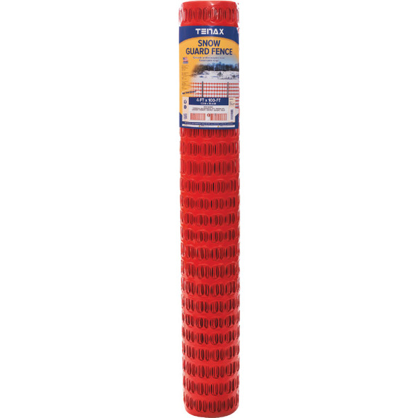 Tenax Sno-Guard 4 Ft. H. x 100 Ft. L. Polyethylene Snow Safety Fence, Orange