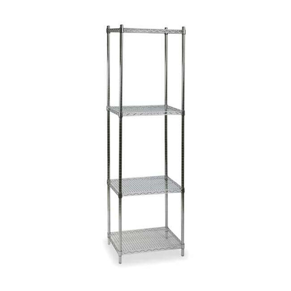 Wire Shelving Unit, 18"D x 24"W x 85"H, 4 Shelves, Chrome
