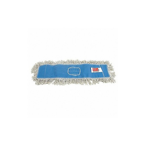 72 in L Dust Mop, Slide On Connection, Cut-End, Blue/White, Cotton