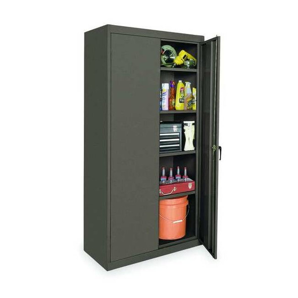 Stationary Storage Cabinet, 24 Gauge Steel, 71 in H x 36 in W x 18 in D, Gray