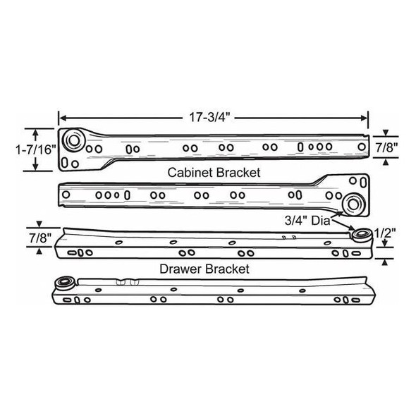Manufacturer Varies Drawer Slide,18" L,Painted 45-581-18