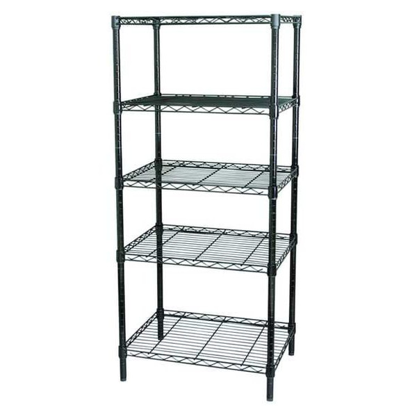 Wire Shelving Unit, 18"D x 48"W x 74"H, 5 Shelves, Black