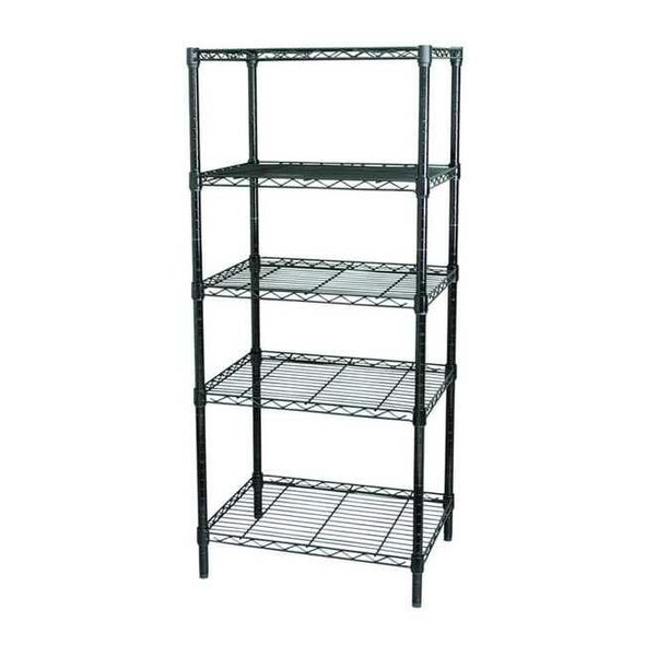 Wire Shelving Unit, 18"D x 48"W x 74"H, 5 Shelves, Black