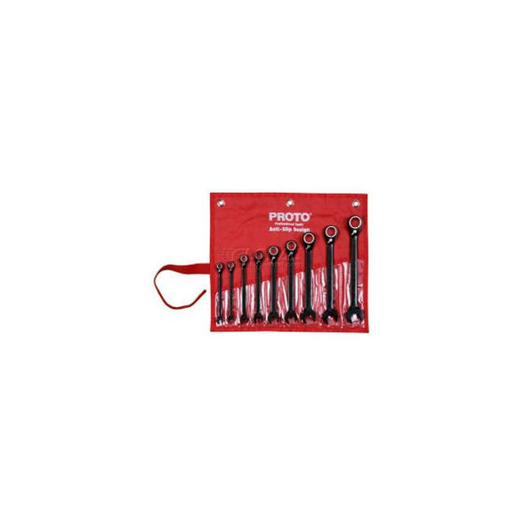 Proto JSCVT-9S 9 Piece Full Polish Combination Reversible Ratcheting Wrench Set