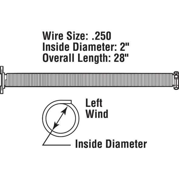 Prime-Line 2 In. x 28 In. Left Wind Garage Door Torsion Spring Prime-Line 2 In. x 28 In. Left Wind Garage Door Torsion Spring