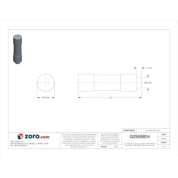 Mersen CC Class, Time-Delay, 30A, 600V AC, Non-Indicating ATDR30