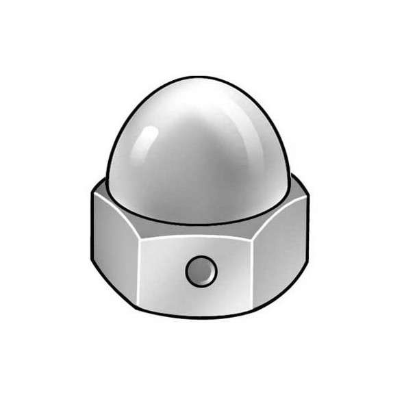 Cap Nut, 5/16"-18, 18-8 Stainless Steel, Plain, 17/32 in H, 10 PK