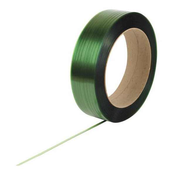 Plastic Strapping, 1/2 in W, 0.025 in Thick, 7,200 ft L, 650 lb Break, Machine