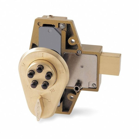 Simplex Pushbutton Deadbolt,Satin Brass 904-04