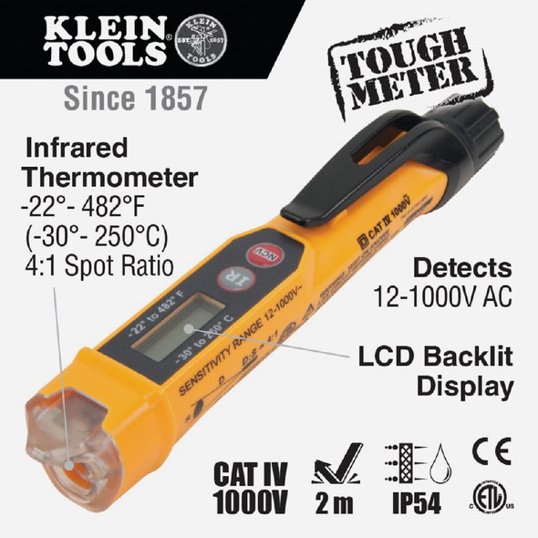 Klein Non-Contact Voltage Tester with Thermometer NCVT-4IR 523390