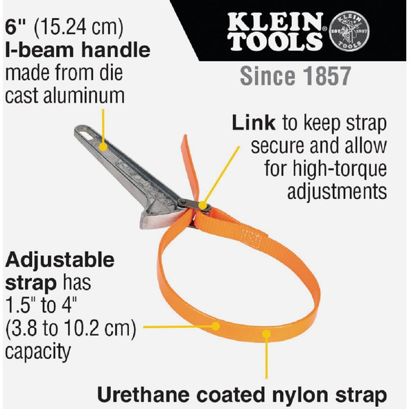 Klein Grip-It 1-1-2 In. to 4 In. Strap Wrench with 6 In. Handle S6HB 325139