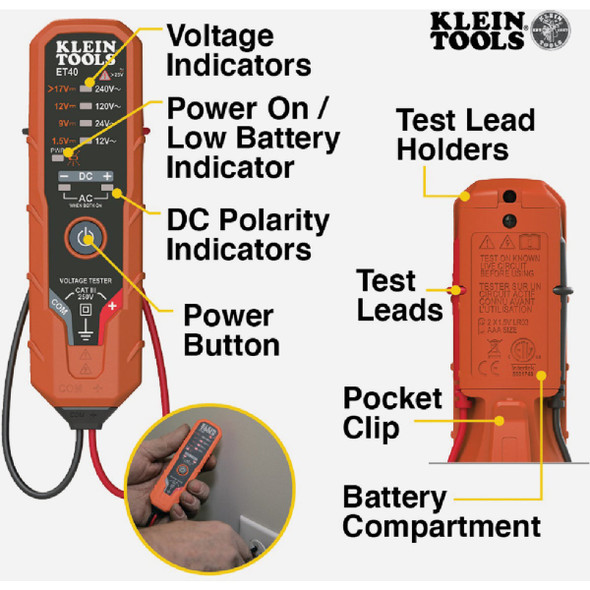 Klein AC-DC Electronic Voltage Tester ET40 503777