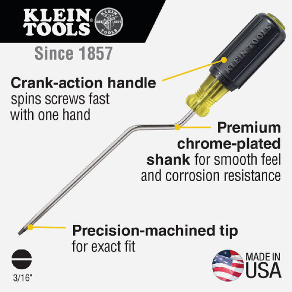 Klein Rapi-Driv 3-16 In. Cabinet-Tip 6 In. x 9-3-4 In. Rotary Screwdriver 670-6 333948
