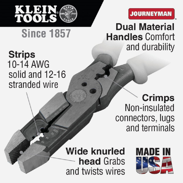 Klein 8 In. Hybrid Pliers Crimper & Stripper J215-8CR 332659