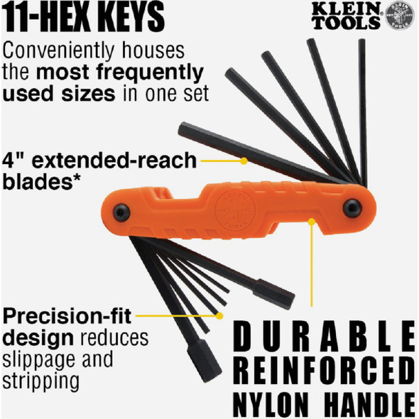 Klein Pro SAE Folding Hex Key Set (11-Piece) 70550 316965