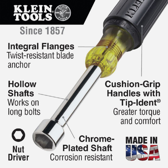 Klein Standard 9-16 In. Nut Driver with 4 In. Hollow Shank 630-9-16 377341