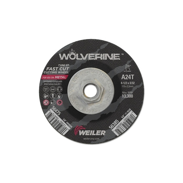 Wolverine Thin Cutting Wheels, 4 1/2 in Dia, 3/32 in Thick, 24 Grit Alum. Oxide