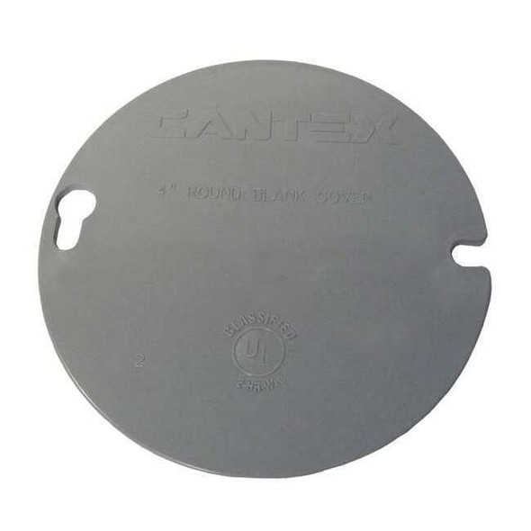 Cantex Box Cover, Round Box Type, 1 Gang, PVC, Blank Cover Type EZYKLR