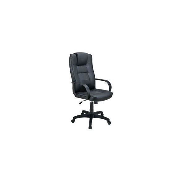 Interion Executive Chair With Headrest High Back & Fixed Arms Leather Black