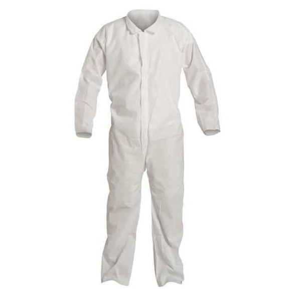 Dupont 10 Coverall. Collar. Open Wrists and Ankles. Elastic Waist. White. XL PB120SWHXL002500