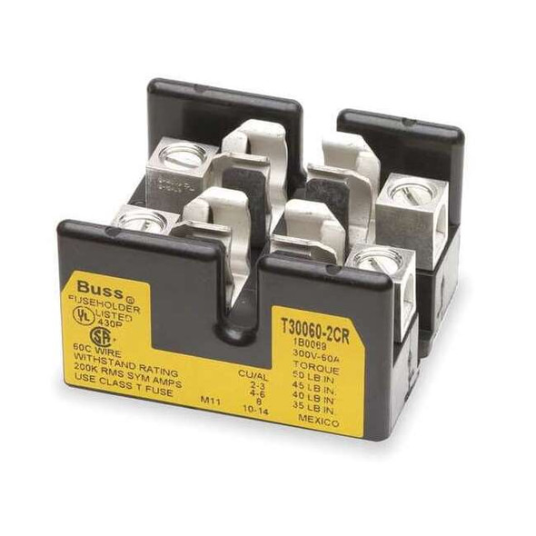 Open Fuse Block, T UL Class, 300V AC/DC Volt Rating, 2 Poles, Box Lug