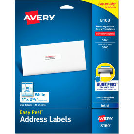 Avery Easy Peel Inkjet Address Labels 1 x 2-5/8 White 750/Pack
