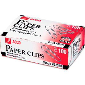 Acco Economy No. 1 Paper Clips Silver 1000/Pack