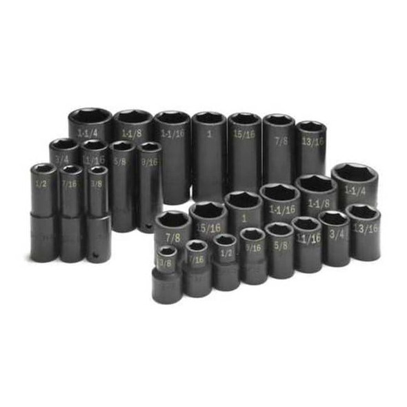 Sk Professional Tools 1/2" Drive Impact Socket Set, SAE, 28 pcs 4051