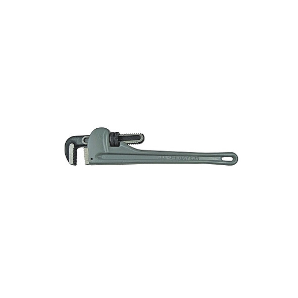 Aluminum Pipe Wrench, 15° Head Angle, Drop Forged Steel Jaw, 18 in