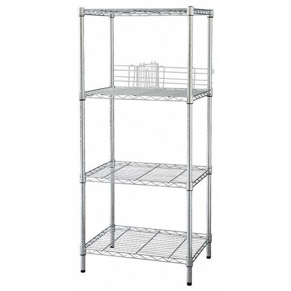 Wire Shelving Unit, 18"D x 36"W x 74"H, 4 Shelves, Chrome