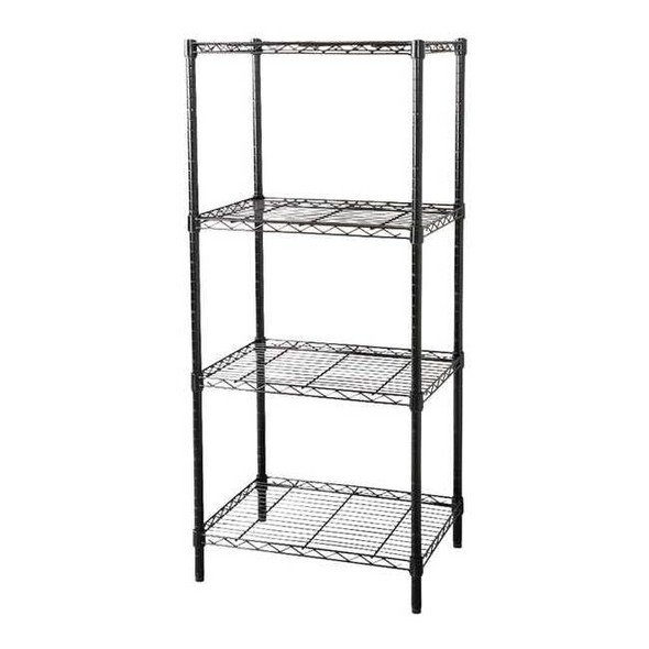 Wire Shelving Unit, 18"D x 36"W x 74"H, 4 Shelves, Black