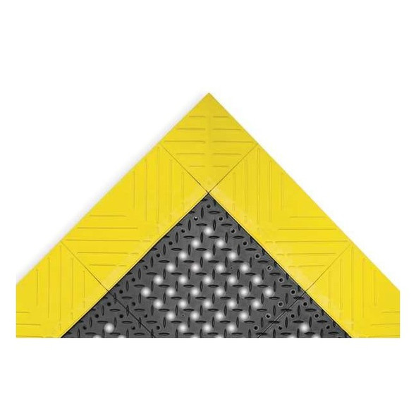Interlocking Drainage Mat, 3 ft L x 3 ft W, 1 in Thickness, PVC, Diamond, Black