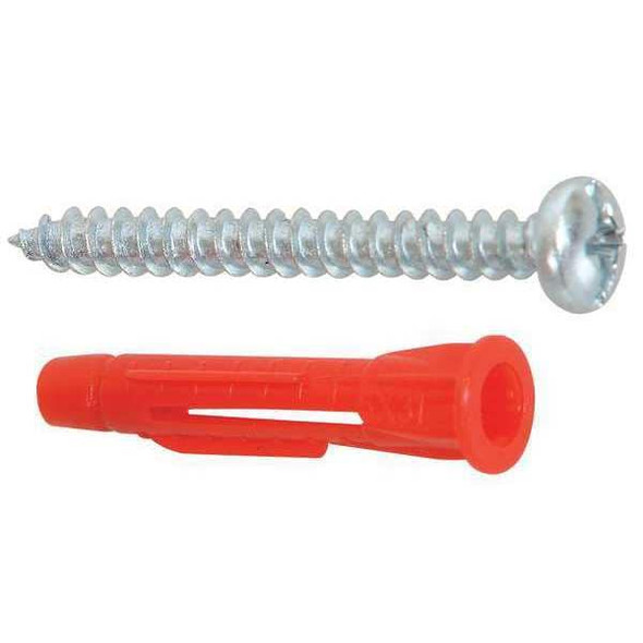 Expansion Anchor Set, 1-1/4" L, Plastic, Not Rated Tension Strength, 2200 PK