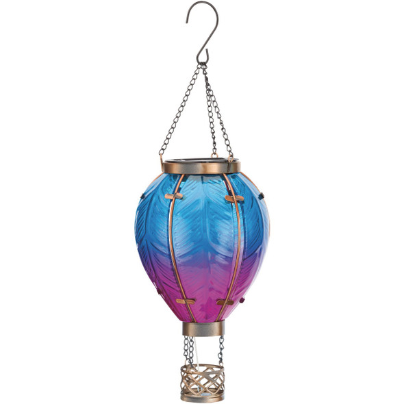 Regal Art & Gift 15 In. Metal & Glass LED Hot Air Balloon Solar Lantern 12767