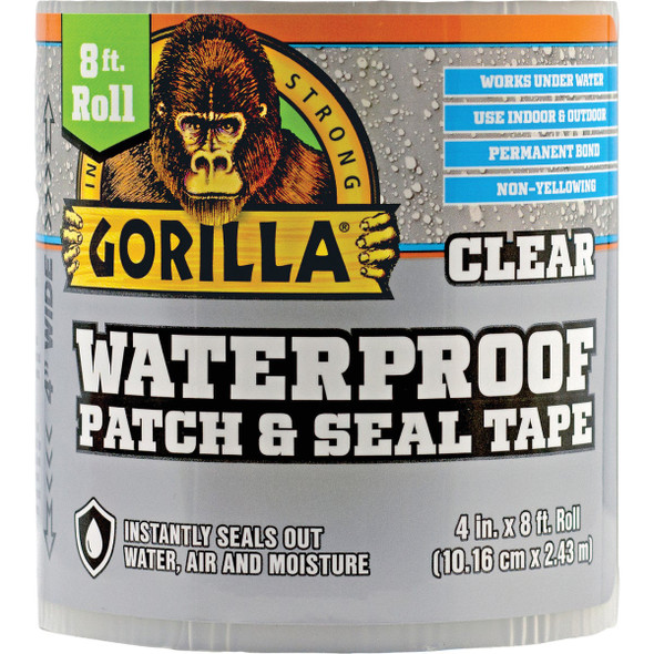 Gorilla 4 In. x 8 Ft. Waterproof Patch & Seal Repair Tape, Clear 107261